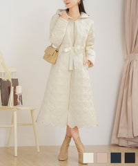 スカラップ刺繍 キルティング ロング丈 コート le reve vaniller