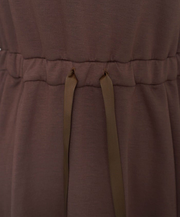 ワンピース 上品 ダンボールニット カットソー きれいめ クルーネック リボン ジョイントスペース