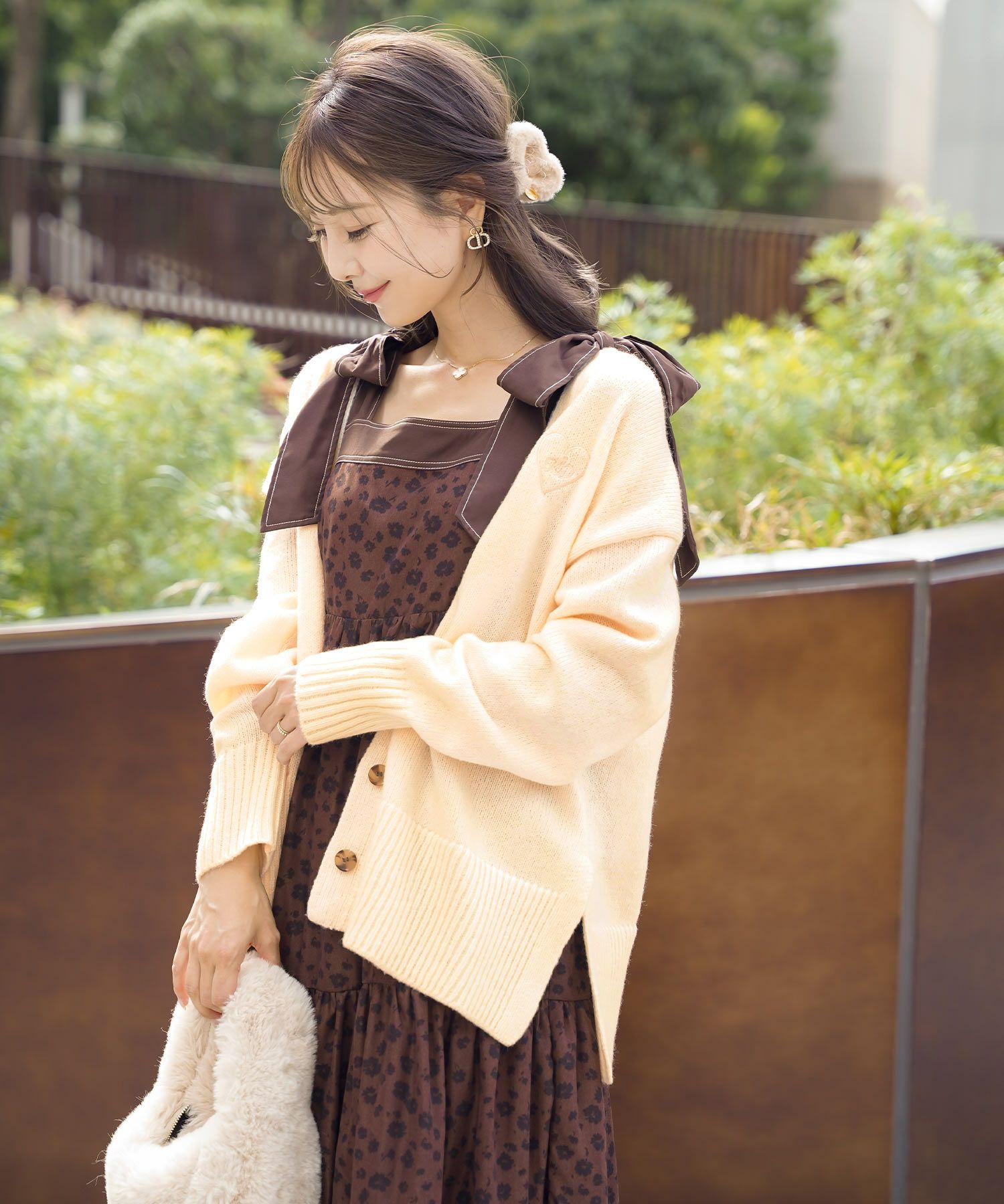 ゆるふわ ハート刺繍 カーディガン le reve vaniller 全4色｜lvn441