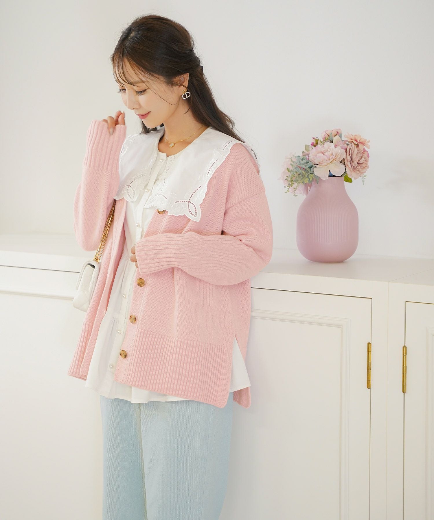 ゆるふわ ハート刺繍 カーディガン le reve vaniller 全4色｜lvn441