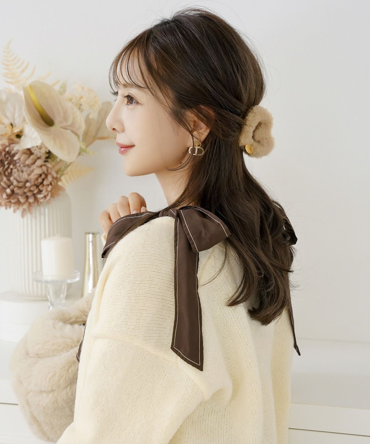 ヘアアクセサリー バンス ファー ハート クリップ ジョイントスペース