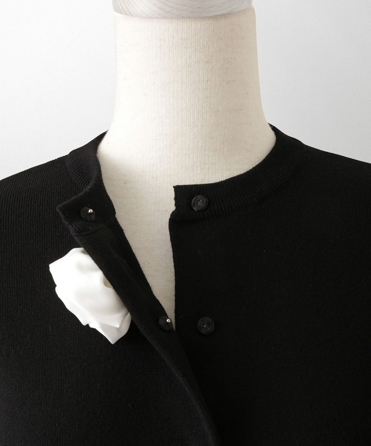 バラ モチーフ ニット カーディガン サテン カシミヤタッチ オフィス 冷房対策 きれいめ ミックス/アイボリー/M