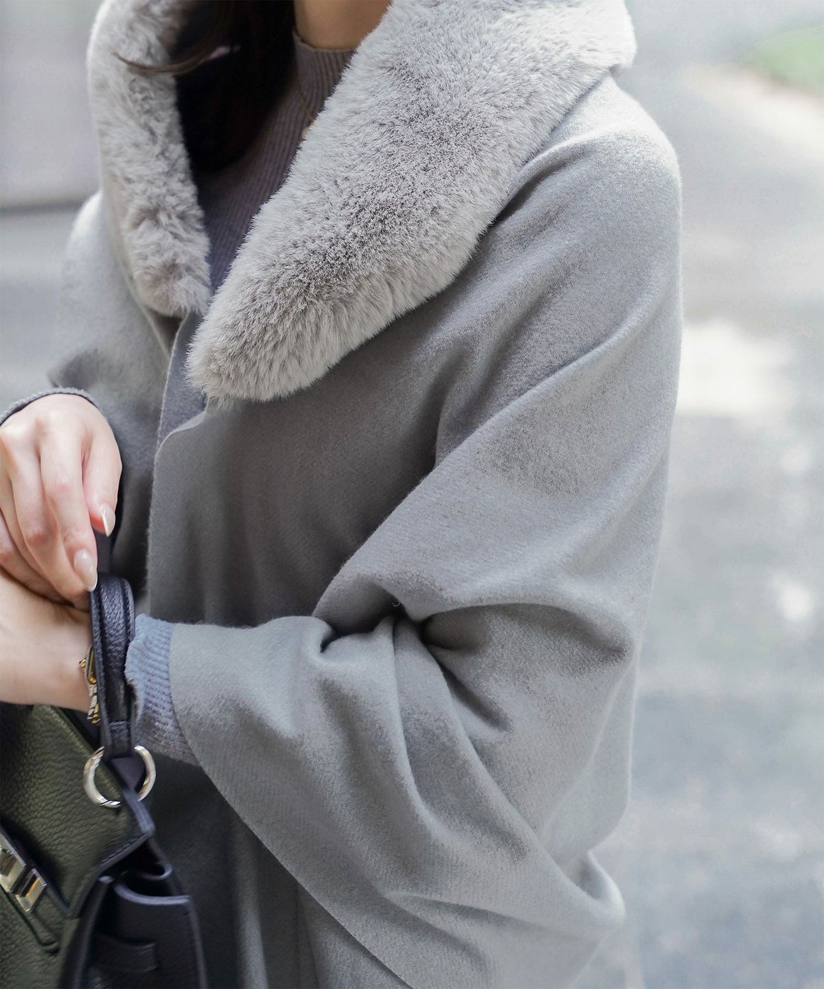 ファー 襟付き ショール 2way ストール マフラー エコファー フェイクファー 秋 冬 ライトグレー キャメル ブラック