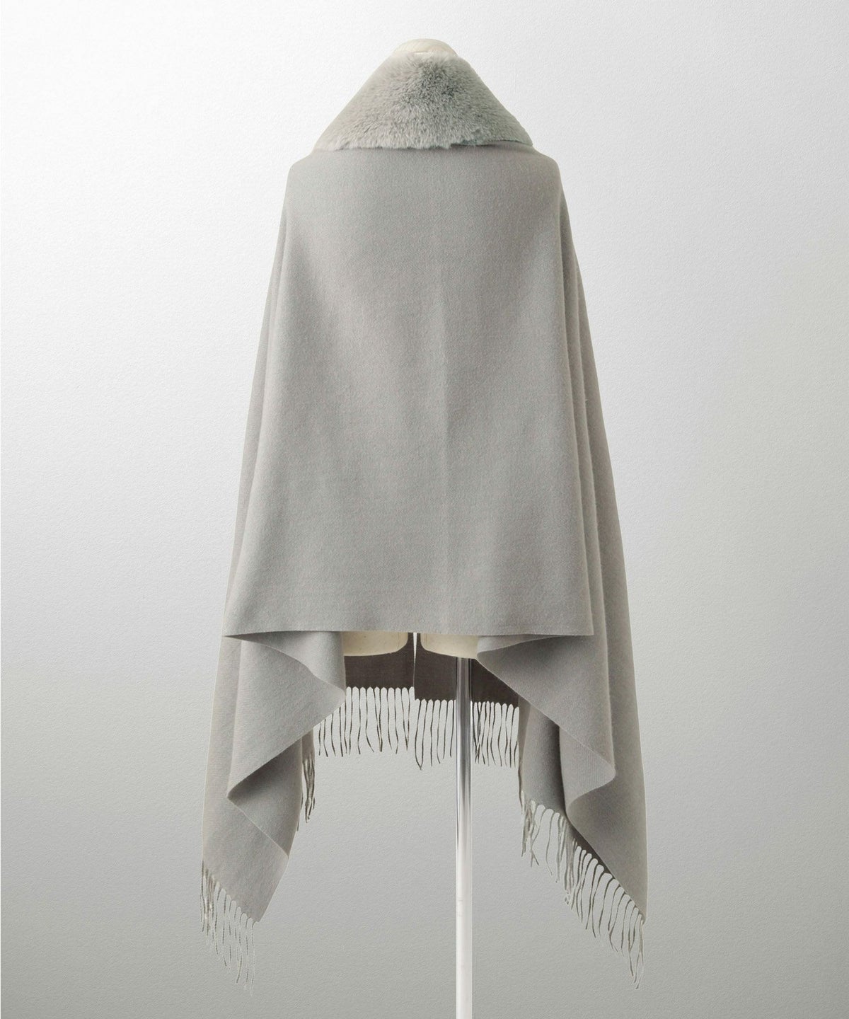 ファー 襟付き ショール 2way ストール マフラー エコファー フェイクファー 秋 冬 ライトグレー キャメル ブラック