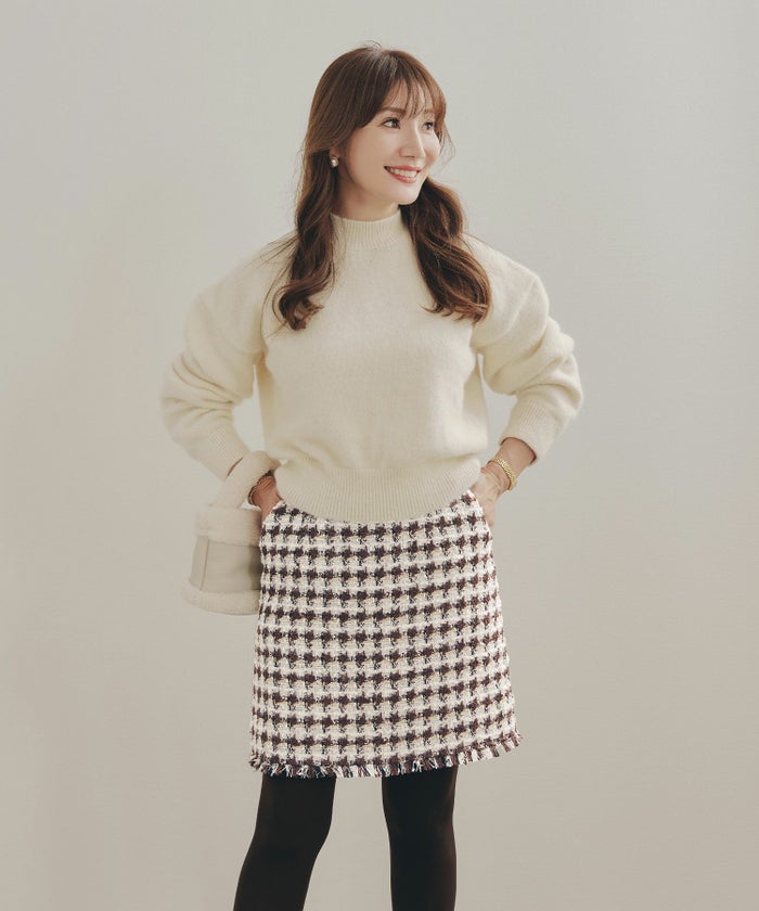 手洗い可 レディース 秋冬 大人可愛い 上品 きれいめ 大人カジュアル 柄 フェミニン ジョイントスペース