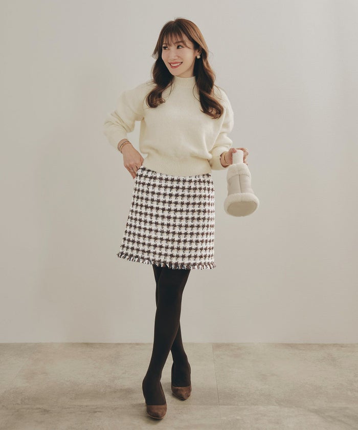 手洗い可 レディース 秋冬 大人可愛い 上品 きれいめ 大人カジュアル 柄 フェミニン ジョイントスペース