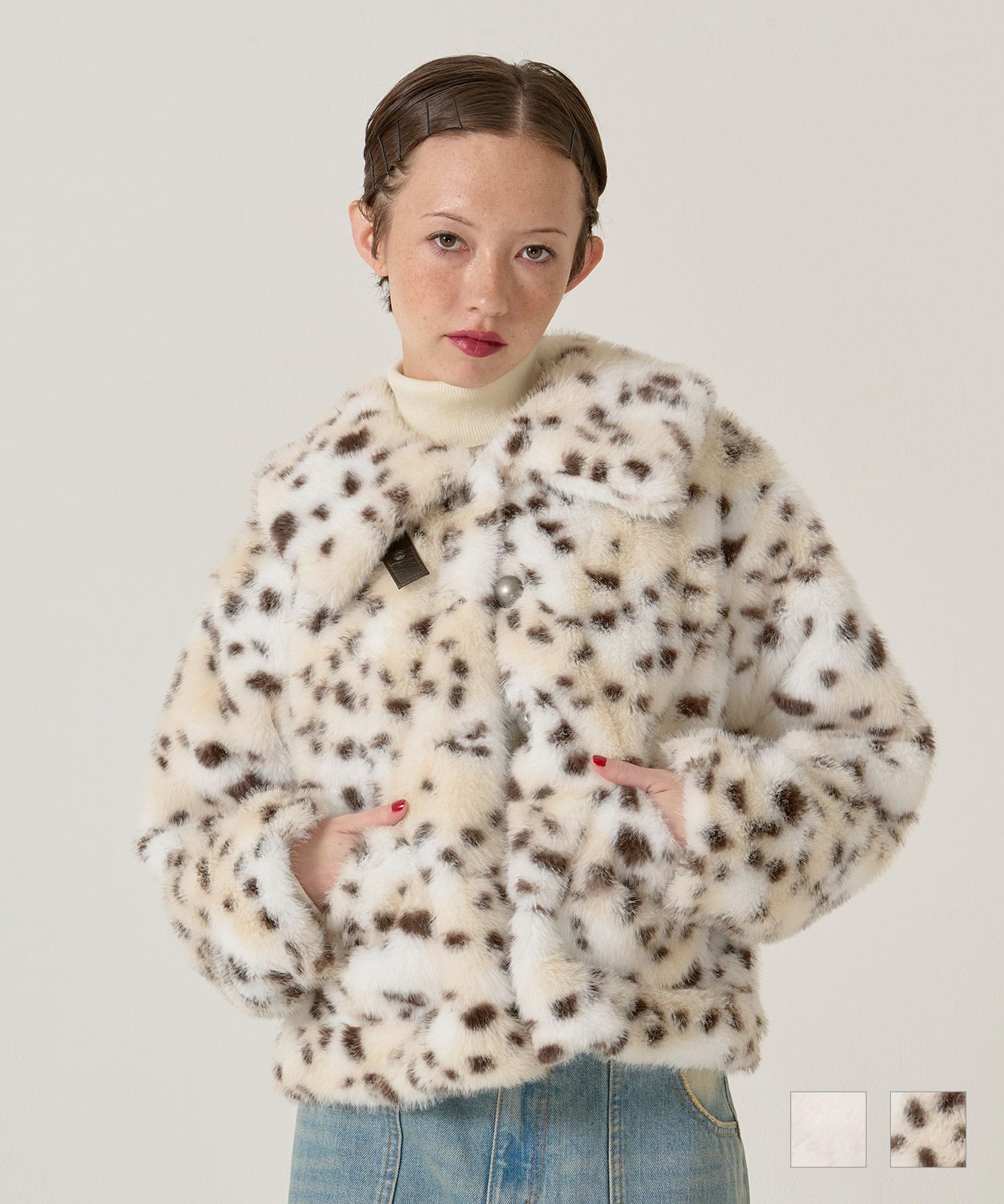 ビッグカラー フェイクファー ショートアウター TINA：JOJUN 全2色