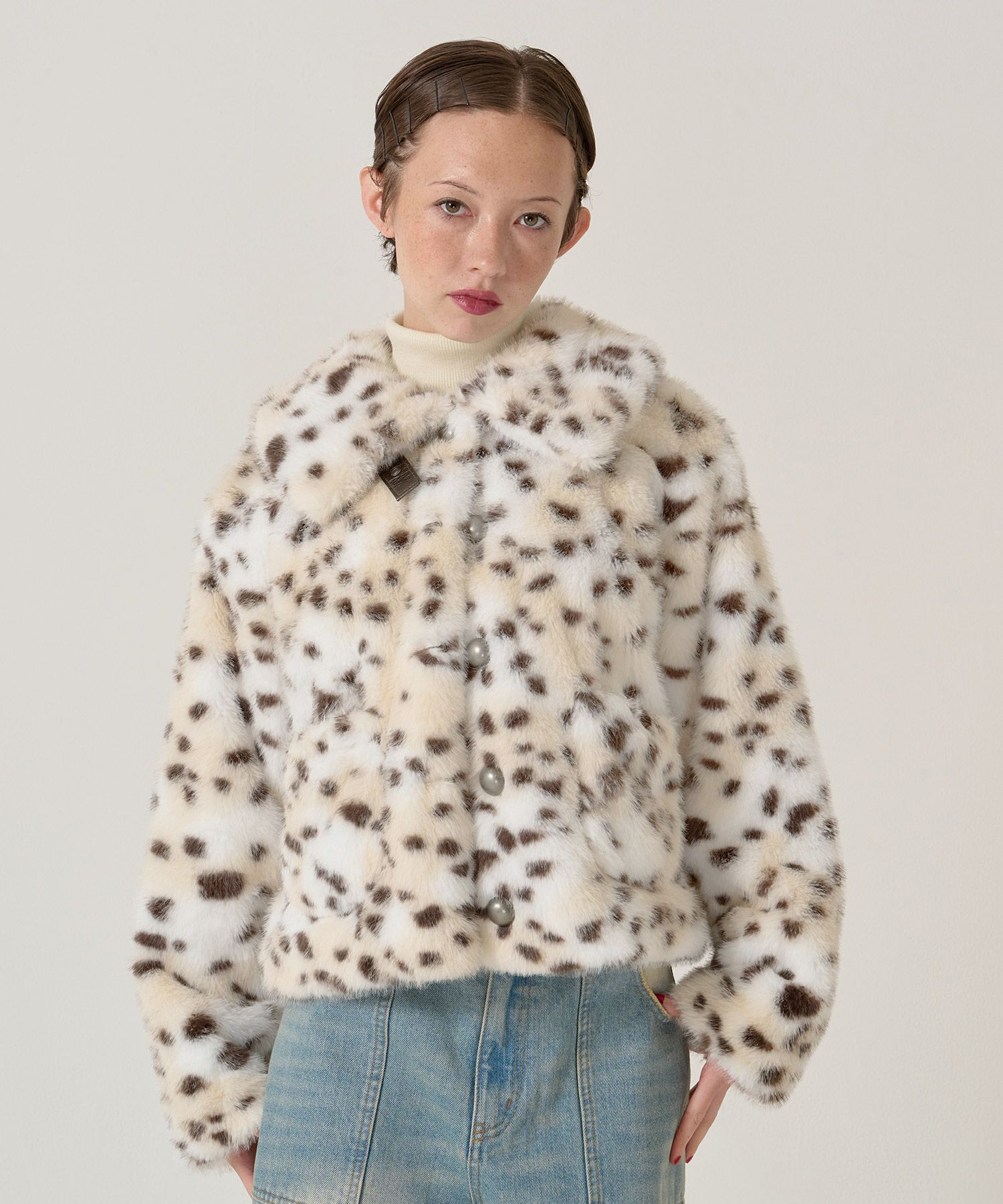 ビッグカラー フェイクファー ショートアウター TINA：JOJUN 全2色