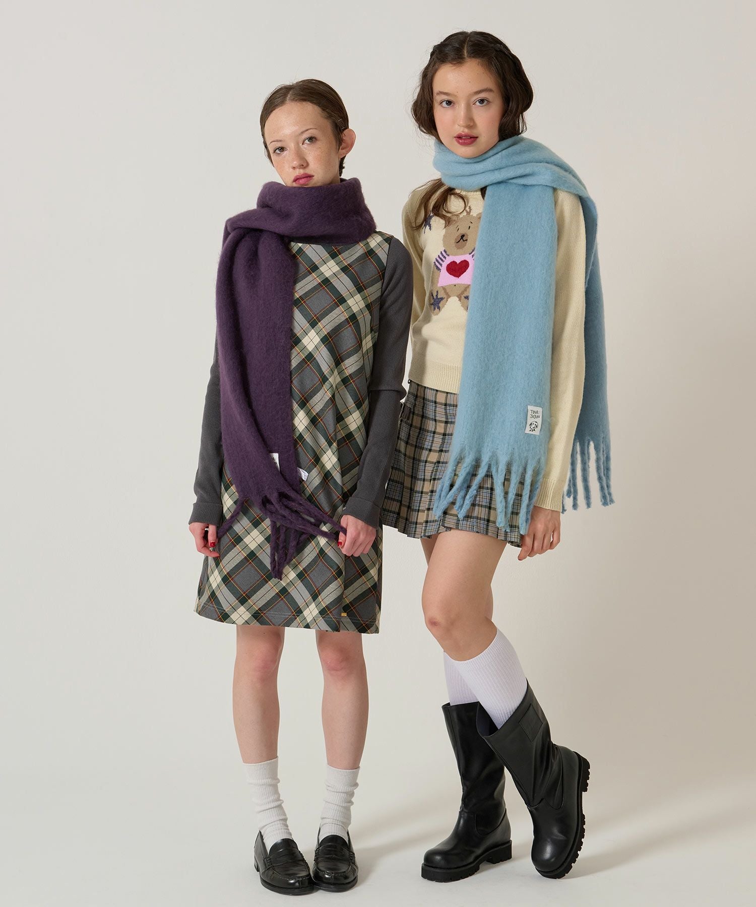 バイアスチェック柄 ノースリーブワンピース TINA：JOJUN 全2色