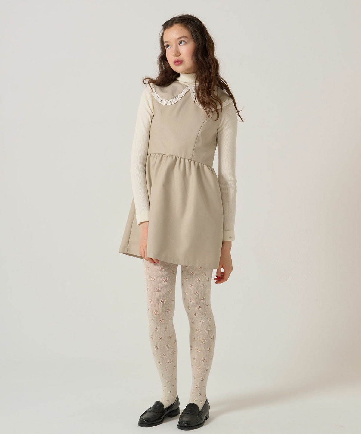 レース/丸襟/ワンピース 