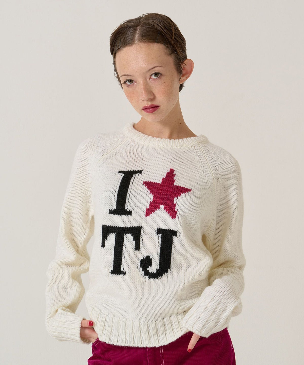 TJ/ラグラン/ニット/スター