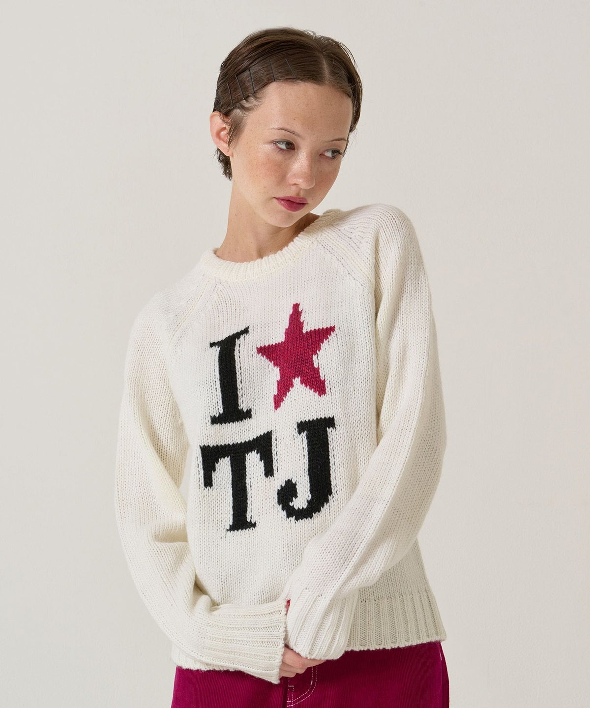 TJ/ラグラン/ニット/スター