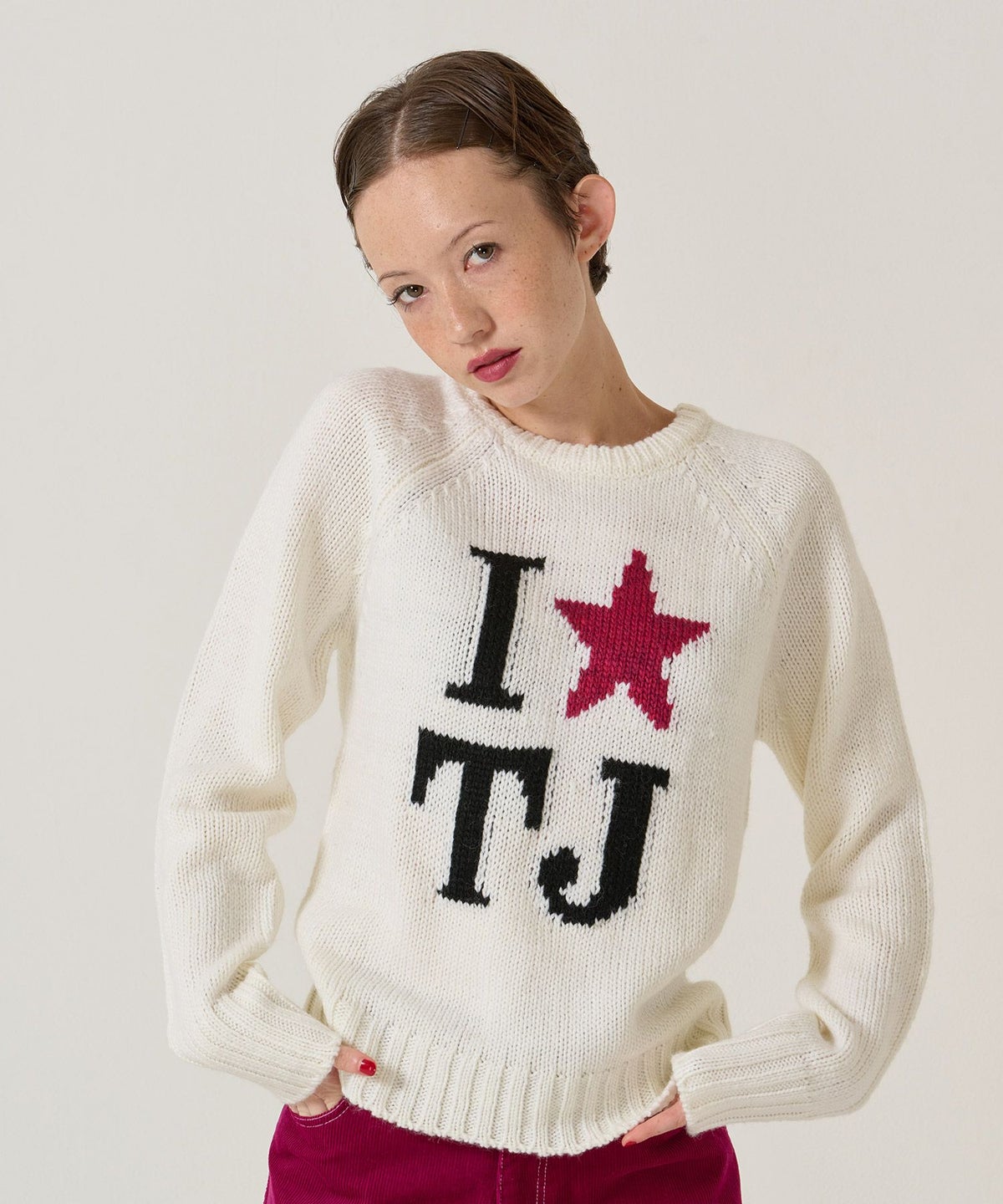 TJ/ラグラン/ニット/スター