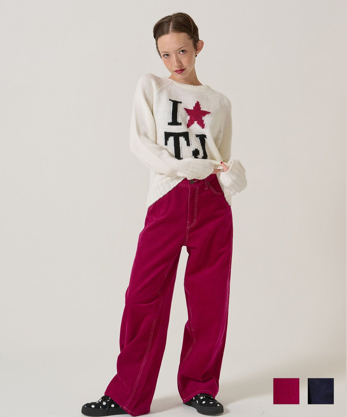 刺繍/コーデュロイ/パンツ