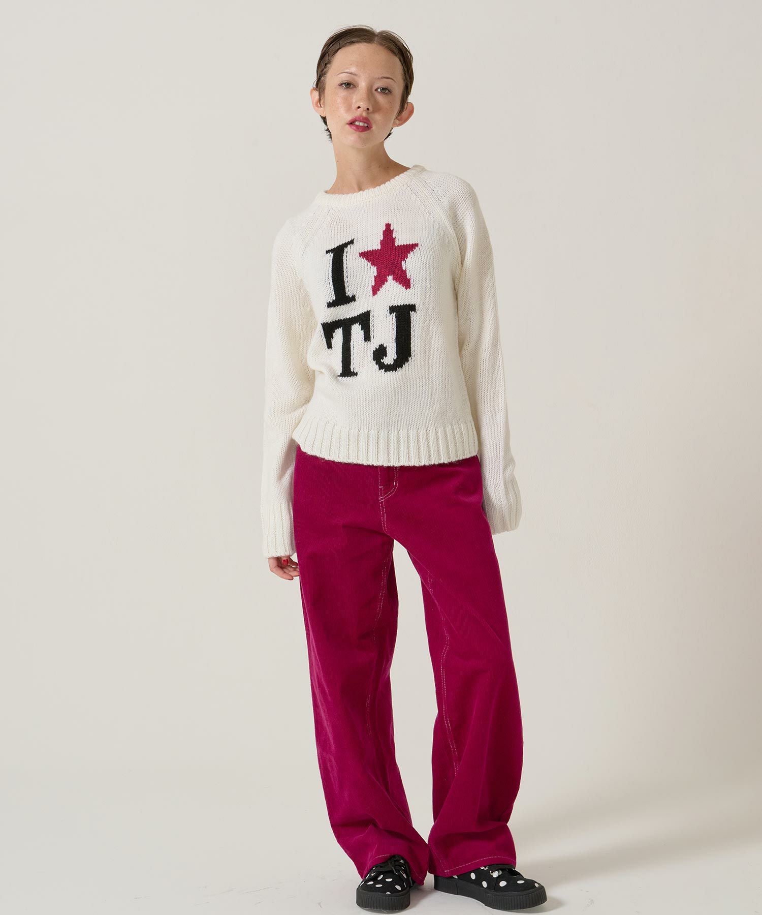 刺繍入り コーデュロイ ストレートパンツ TINA：JOJUN 全2色｜tnj741