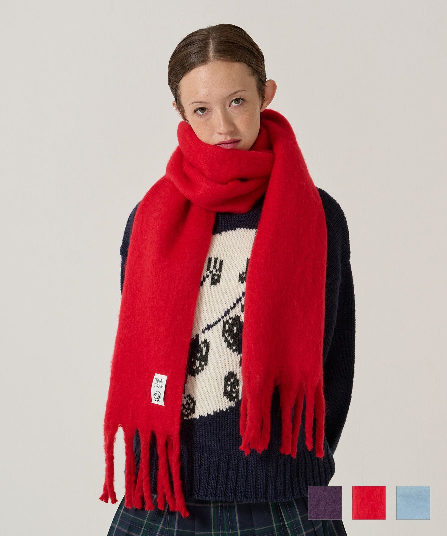 モヘヤライク カラーマフラー TINA：JOJUN 全3色｜tnj941-1111【2