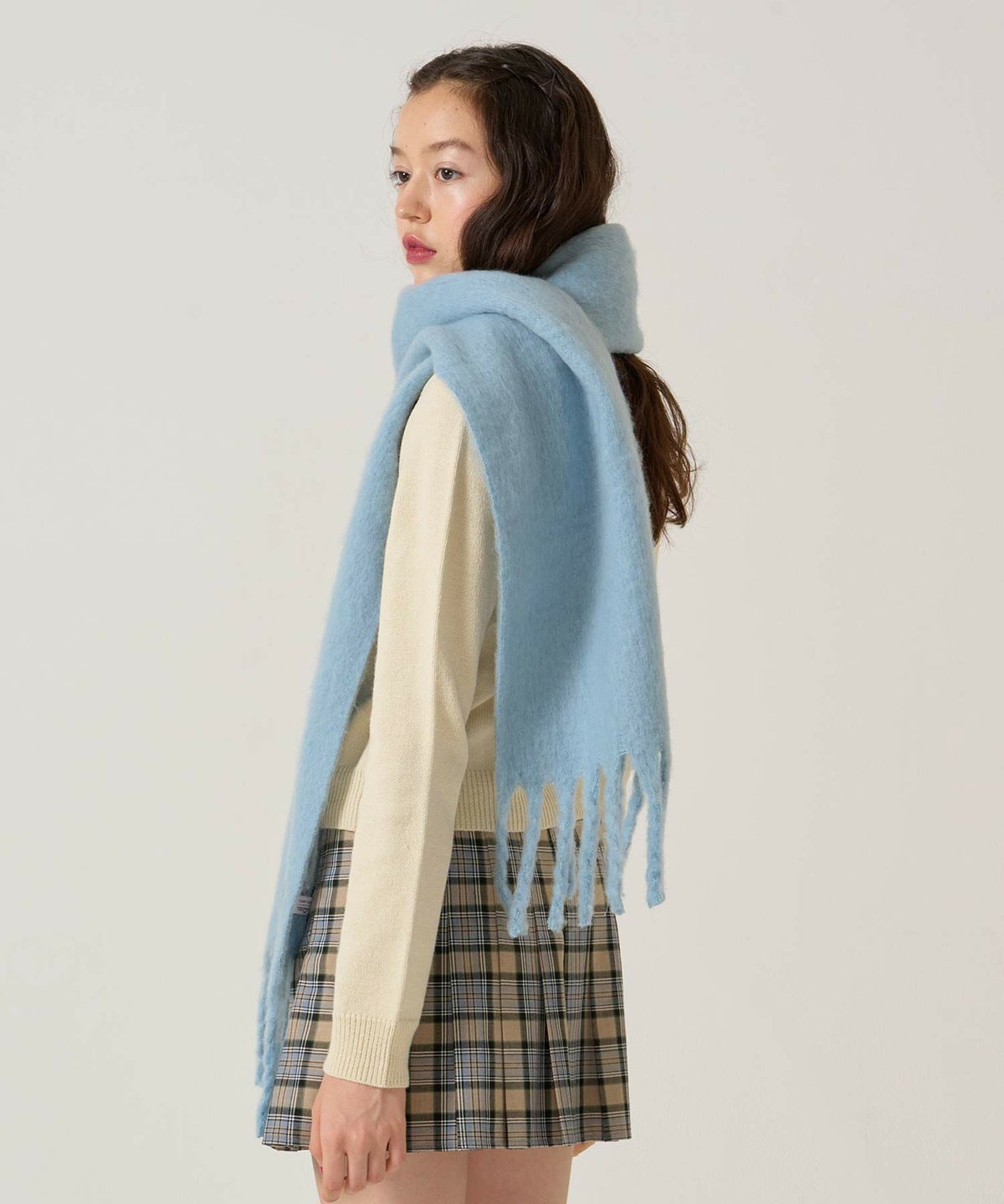 モヘアライク/マフラー/ブルー