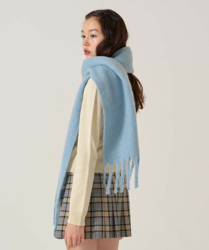 モヘアライク/マフラー/ブルー