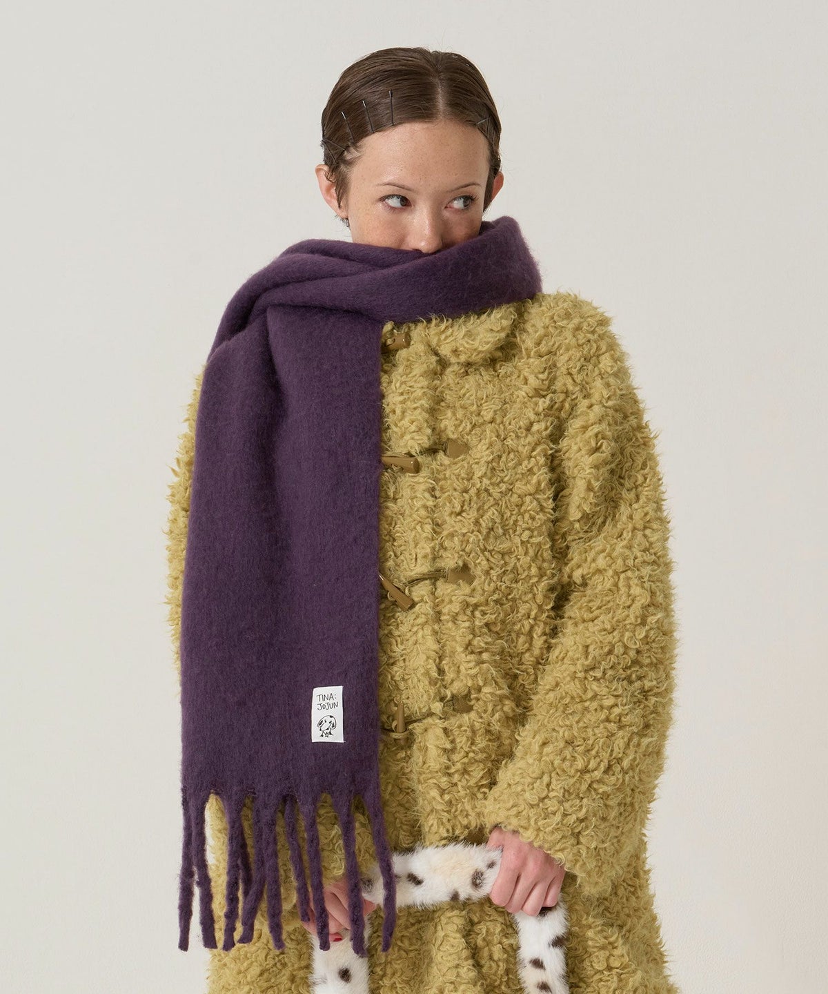 モヘアライク/マフラー/パープル