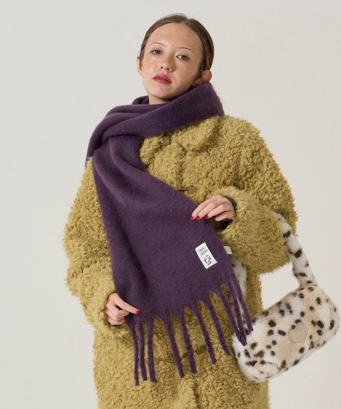 モヘアライク/マフラー/パープル