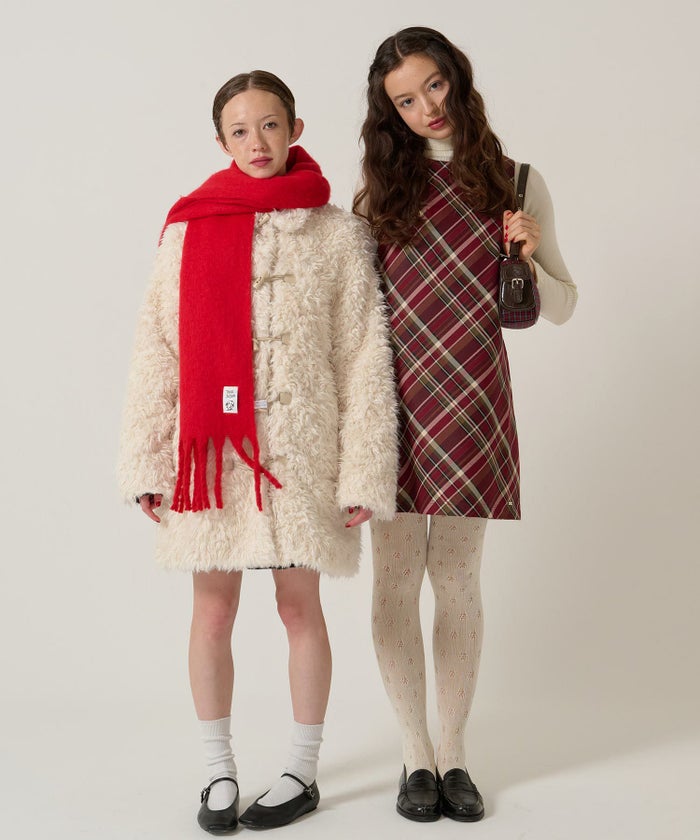 モヘアライク/マフラー/レッド