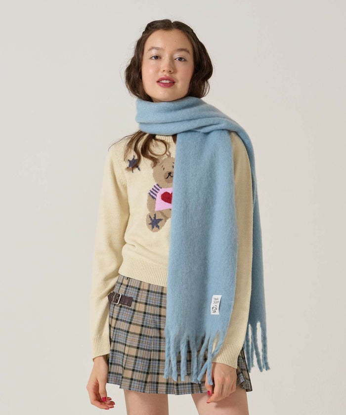 モヘアライク/マフラー/ブルー