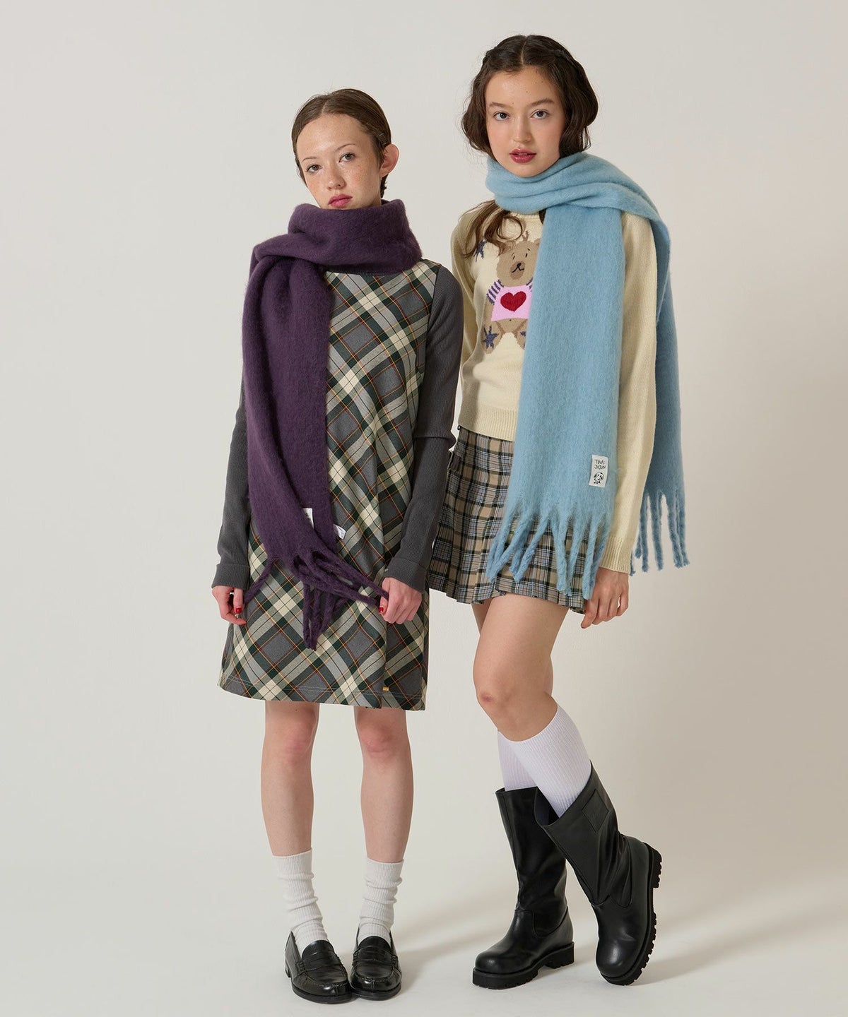 モヘアライク/マフラー/パープル/ブルー