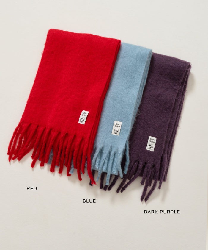 モヘアライク/マフラー/レッド/パープル/ブルー