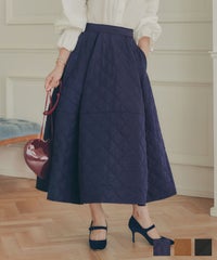 レディース 秋冬 大人可愛い 上品 きれいめ 大人カジュアル フェミニン オフィス 体型カバー ジョイントスペース キルティング コクーン スカート Liala×PG