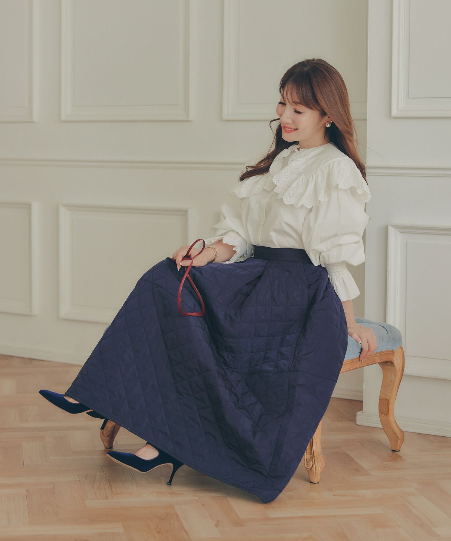 hiromi　定価60500円　MARK&LONA キルティングスカート FinalPush-SALE キルティング コクーン スカート Liala×PG 全3色