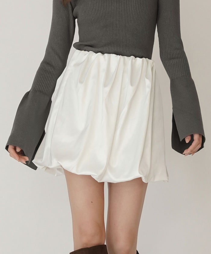 サテン 2WAY ツイスト タック バルーン スカート KINO THE KEI