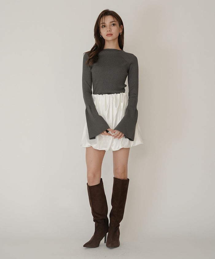 サテン 2WAY ツイスト タック バルーン スカート KINO THE KEI