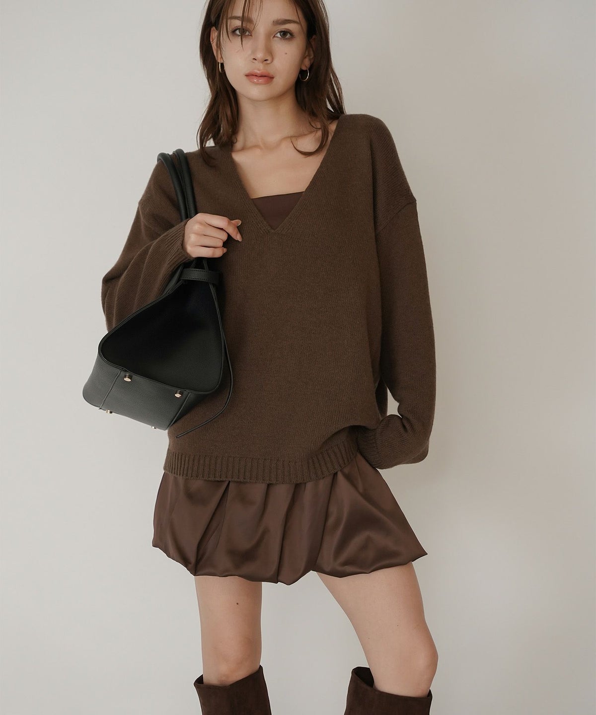 サテン 2WAY ツイスト タック バルーン スカート KINO THE KEI