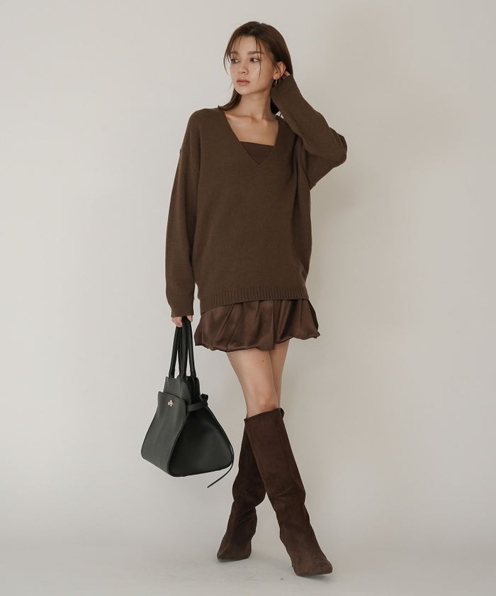 サテン 2WAY ツイスト タック バルーン スカート KINO THE KEI