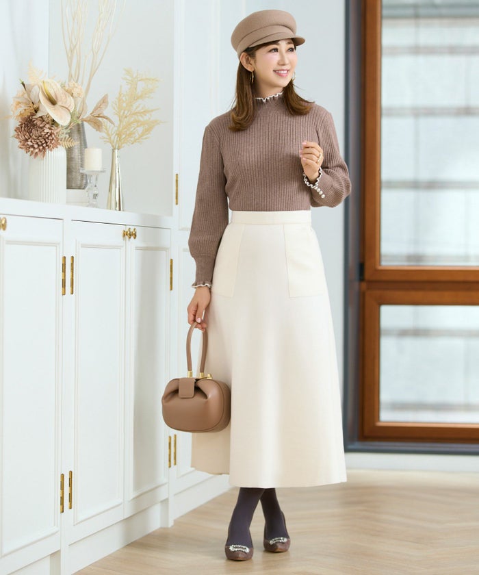 レディース ファッション スカート きれいめ かわいい オフィス マーメイド 白黒 上品 膝下丈 ロング ポケット付き