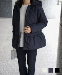 マルチway キルティング ジャケット HUIT 上品 中綿 ペプラム ベスト ジレ ノーカラージャケット  インナーダウン アイボリー ネイビー ブラック マルチway キルティング ジャケット HUIT