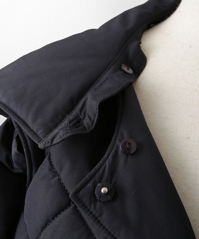 マルチway キルティング ジャケット HUIT 上品 中綿 ペプラム ベスト ジレ ノーカラージャケット  インナーダウン アイボリー/ネイビー/ブラック