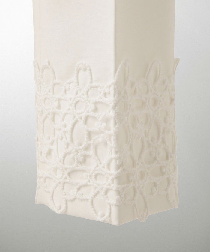 レースヘム センタープレス パンツ スティックパンツ テーパードパンツ レース 上品 オフィス 学校行事 きれいめ 洗える ホワイト/ブラック/XS/S/M