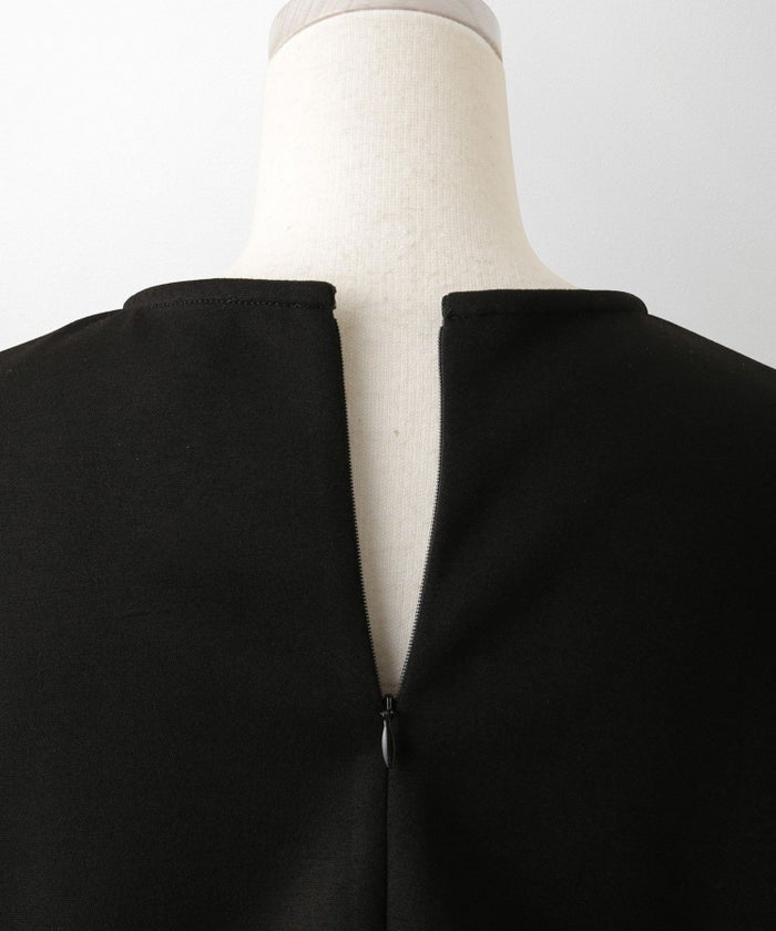 キルティング ペプラム トップス キルティング ボンディング 異素材 きれいめ 長袖 オフィス 学校行事 ホワイト/ブラック/M