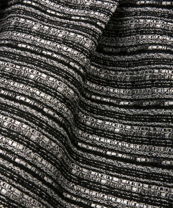 ツイード 切り替え ペプラム トップス 異素材 フレアスリーブ ベルスリーブ 長袖 オフィス 学校行事 オケージョン きれいめ 洗える ホワイト/ネイビー/ブラック/M