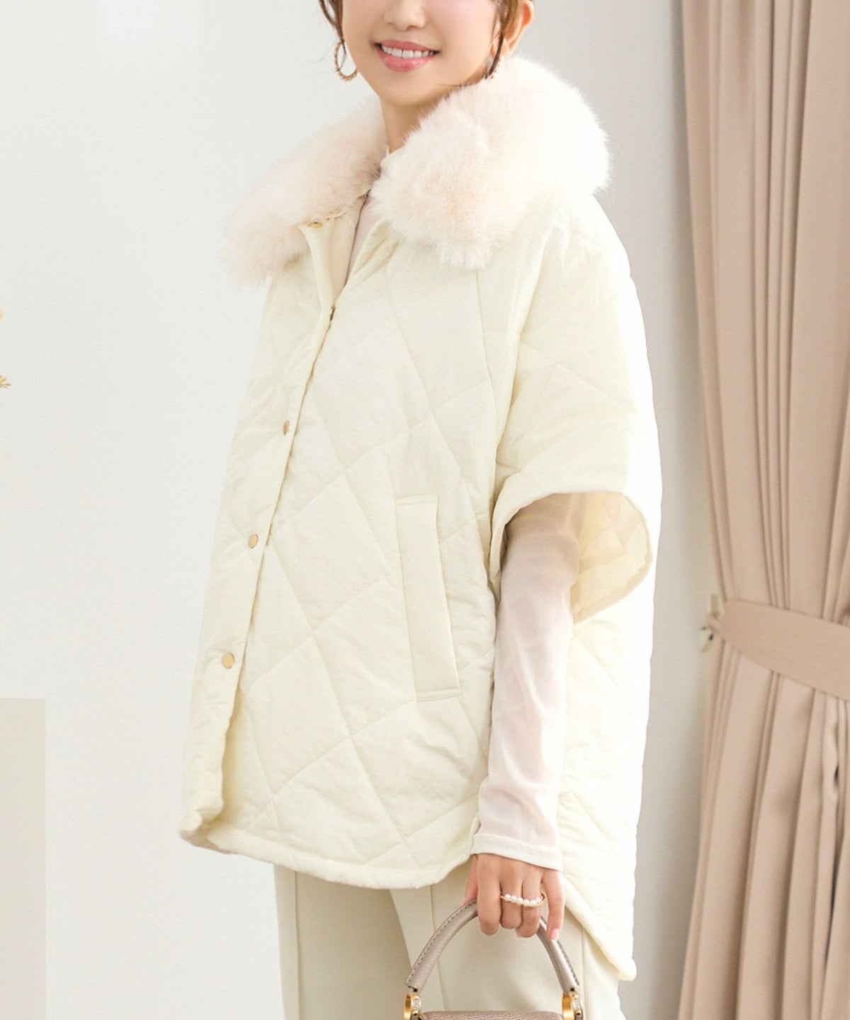 アウター ポンチョ コート レディース ファッション ゆったり オフィス きれいめ かわいい 白 オーバーサイズ 大人 ジョイントスペース