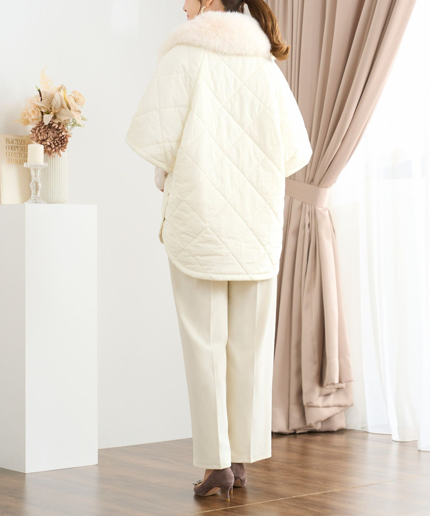 ファー付き キルティング ポンチョ コート Prima Scherrer 全1色