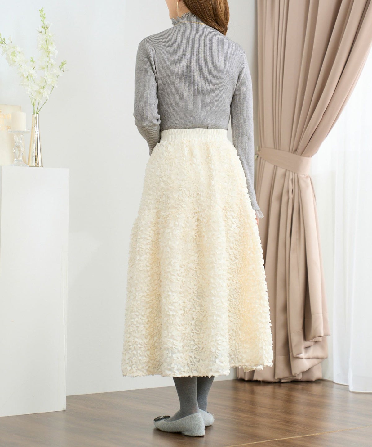 ニット プルオーバー トップス レディース ファッション かわいい きれいめ 大人 オフィス 黒 レース 長袖 秋冬春 ジョイントスペース