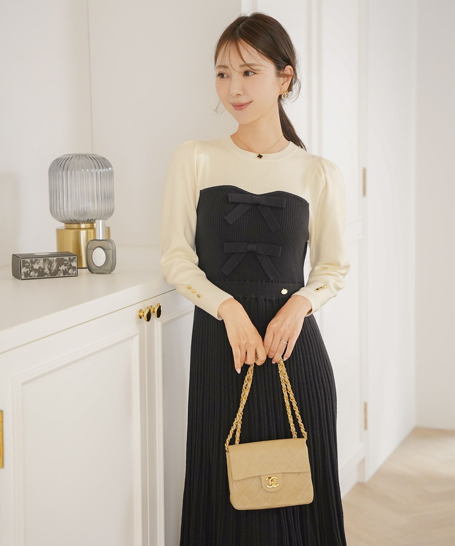 TIME-SALE フロントリボン ビスチェ ニット ワンピース le reve