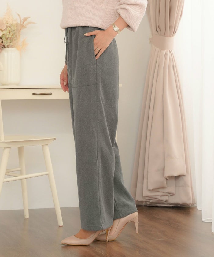 ボトムス レディース パンツ ワイドパンツ リラックス ブラウン グレー チャコール 秋 冬