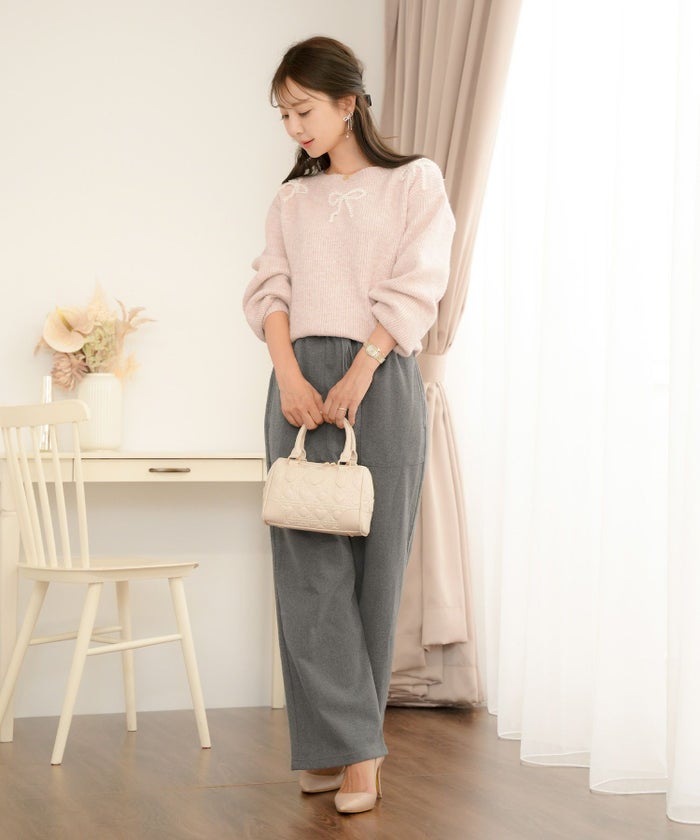 ボトムス レディース パンツ ワイドパンツ リラックス ブラウン グレー チャコール 秋 冬