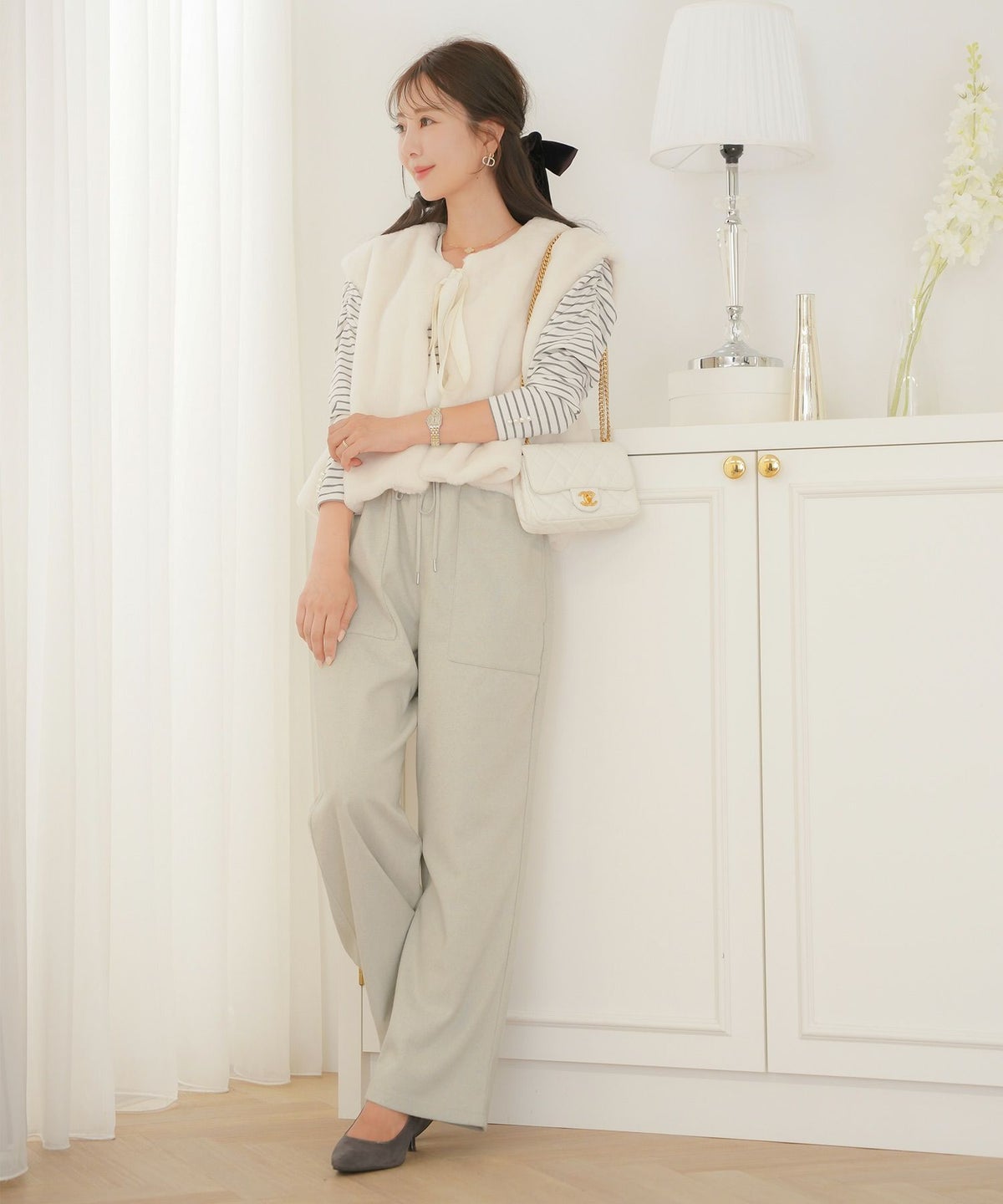 ボトムス レディース パンツ ワイドパンツ リラックス ブラウン グレー チャコール 秋 冬