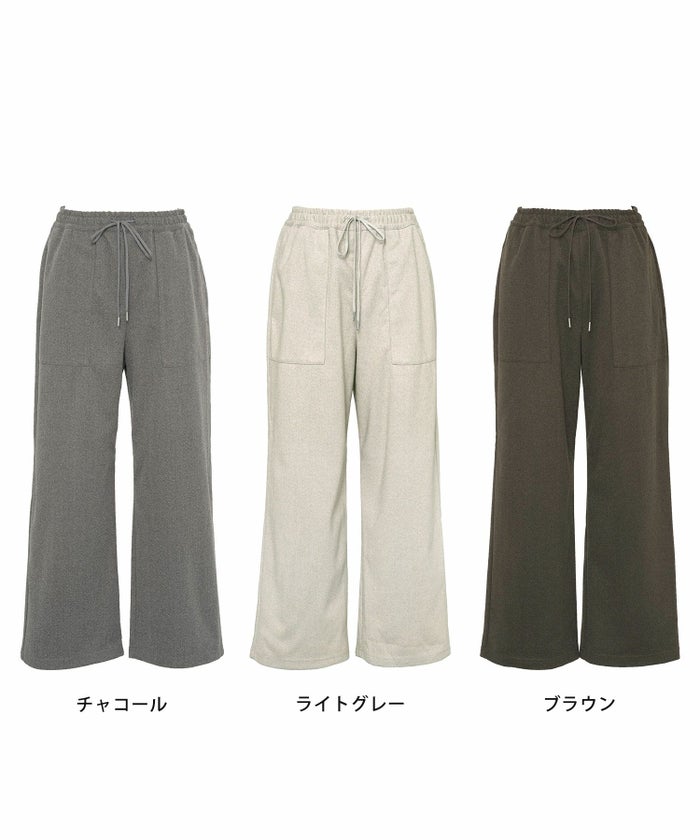 ボトムス レディース パンツ ワイドパンツ リラックス ブラウン グレー チャコール 秋 冬