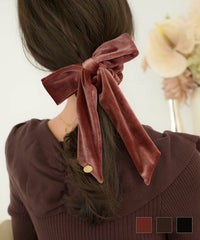 グッズ ヘアアクセサリー シュシュ リボン ゴム ベロア 可愛い プレゼント 上品 エレガント フェミニン リボン ベロア シュシュ le reve vaniller