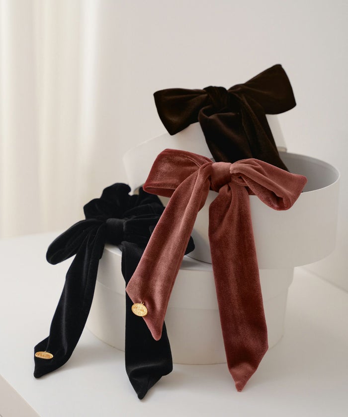 グッズ ヘアアクセサリー シュシュ リボン ゴム ベロア 可愛い プレゼント 上品 エレガント フェミニン